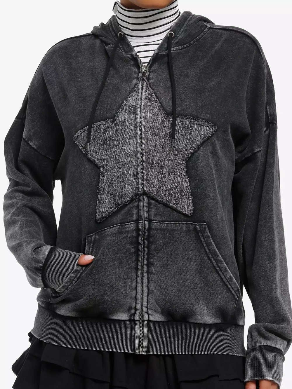 Grey Star Washed Girls Hoodie